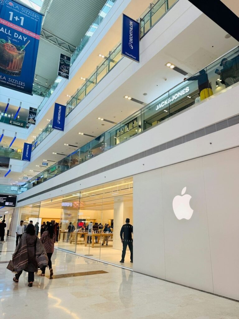 Apple store entrance in a modern shopping mall